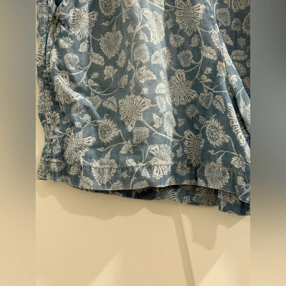 Knox Rose blue high waisted comfy shorts w/ filigree pattern
